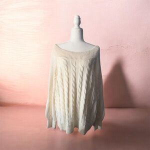 New York & Company Off-White Off-the-Shoulder Sweater